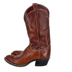 Tony Lama Mens Cognac 5084 Leather Rodeo Cowboy Western Boots Size 9.5 A Vintage